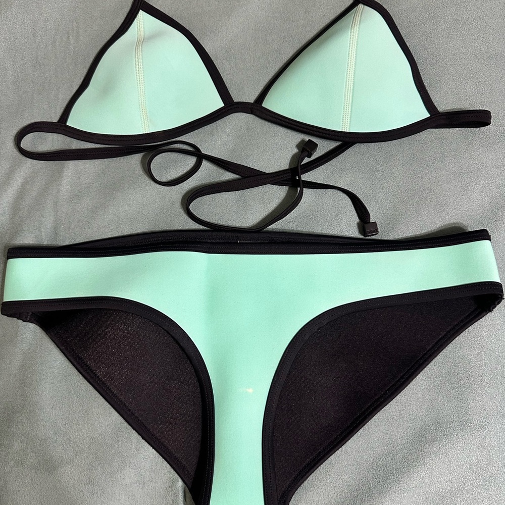 Triangl Swimwear Mint and Black Bikini